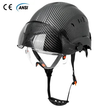 Защитный шлем с рисунком из углеродного волокна CE со встроенным козырьком, защитные очки, Качественная ABS-каска для велосипеда и мотоцикла с вентиляцией