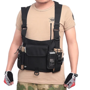 Открытый тактический военный нагрудный жилет Walkie-talkie Radio, Съемный нагрудный рюкзак, нейлоновая сумка для охотничьего снаряжения для страйкбола