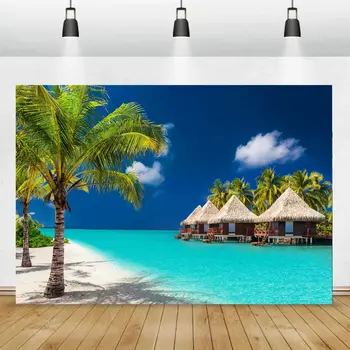 Домик на кокосовой пальме, пляжные фрески, плакат, пейзажное искусство, картина для украшения дома, дерево в гостиной, обои с морским пейзажем на заказ, 3D-фотография