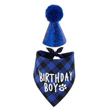 Принадлежности для вечеринки по случаю Дня рождения собаки, шапочка на день рождения питомца и бандана на день рождения мальчика-собачки
