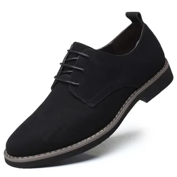 Мужская повседневная обувь из флока большого размера на шнуровке, обувь для офисных парней на плоской подошве, Обувь для деловых поездок