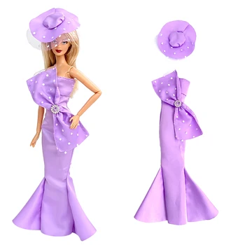 1 комплект свадебного платья принцессы для куклы Барби, фиолетовое платье невесты + кружевная шляпка для 1/6 BJD FR, аксессуары для кукольного дома, игрушки