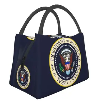 Изготовленная на заказ сумка для ланча с логотипом марки Дональда Трампа, женская сумка-холодильник, теплый изолированный ланч-бокс для пикника, кемпинга, работы, путешествия, сумка через плечо