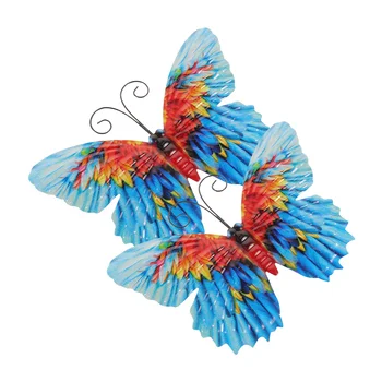 2шт Настенный металлический декор в виде бабочки Наружная скульптура в виде бабочки Подвесной орнамент на открытом воздухе