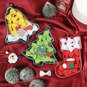 Коробка Рождественских подарков, Детские бантики, набор аксессуаров для волос для маленьких девочек, мультяшные заколки для волос, детские головные уборы ручной работы, подарок в 4 стилях