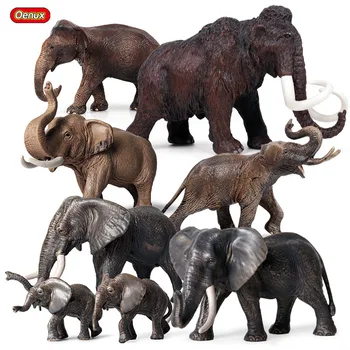 Oenux Оригинальный Африканский Слон Моделирование Диких Животных Большой Мамонт Фигурки Модель Фигурка ПВХ Развивающая Игрушка Для Детей