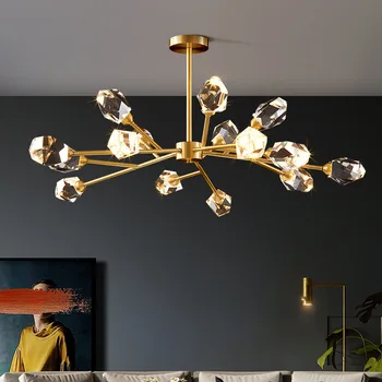 Современная светодиодная люстра в роскошном стиле для гостиной, спальни, столовой, кухни, Потолочный светильник, Золотой, Медный, Хрустальный Подвесной светильник G9