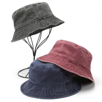 Лучшие весенние женские рыболовные шляпы-ведерки 2021, солнцезащитная кепка, выстиранная из 100% хлопка, ковбойская однотонная мужская шляпа рыбака