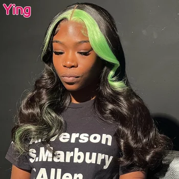 Ying Green Highlight Перуанские Волосы Body Wave 13x4 Wear To Go Бесклеевой 200% Парик На Кружеве 13x6, Предварительно выщипанный С Детскими Волосами 34 Дюйма