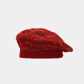 Осенне-зимняя акриловая вязаная шапочка-берет, восьмиугольная кепка для женщин и девочек 101