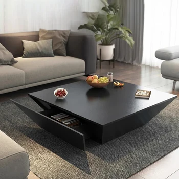 Дизайнерский Квадратный журнальный столик для хранения, Современный Черный итальянский Приставной столик, Регулируемая Вспомогательная мебель для гостиной Mesa