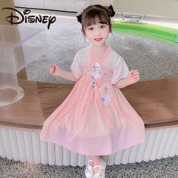 2023 Платье Принцессы Эльзы Диснея Летнее Новое Детское Шифоновое Платье Принцессы в Китайском Стиле Frozen Princess Dress