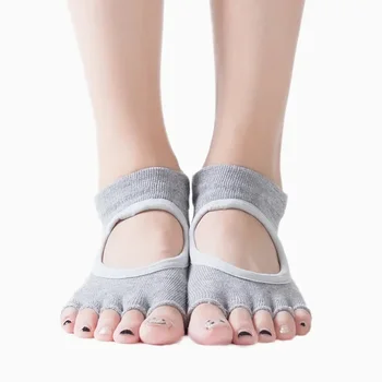 Йога, Пилатес, женские носки без пальцев, Нескользящие носки для пилатеса, фитнеса, Нескользящие носки