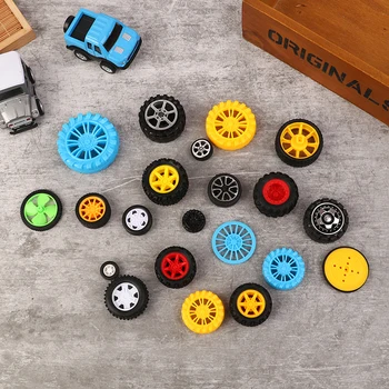 10ШТ Игрушечных колес с резиновыми ободами и покрышками DIY Mini Colorful Tires Диаметр отверстия 2 мм для радиоуправляемых моделей автомобилей Комплект запасных частей для игрушечных автомобилей