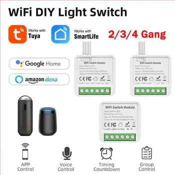 WiFi Smart Switch Tuya Smart 2/3/4 Gang Switch 2Way Control Модуль Прерывателя Голосового Управления С Alexa Google Home Alice Smart Life