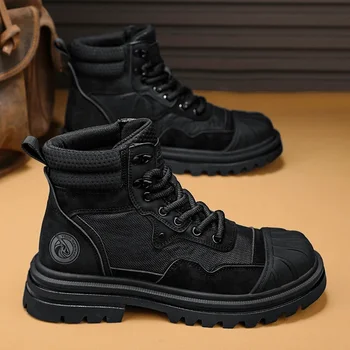 Мужские ботинки, зимняя обувь, повседневная кожаная обувь в стиле милитари, ковбойские ботинки 