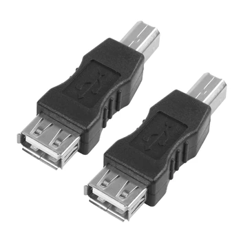 2X USB-адаптера для принтера Тип A Женский - тип B мужской Черный серебристый оттенок