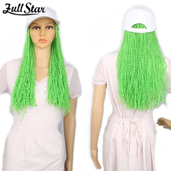 Черная Белая коричневая бейсболка с козырьком и париками 22 дюйма для женщин Летние длинные волосы с кудрявыми косами ZiZi, Зеленая шапочка, парики для вечеринки
