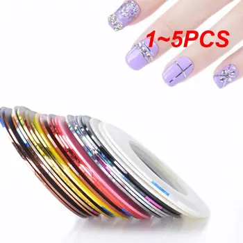 1 ~ 5ШТ упаковка Разноцветных Наклеек для ногтей Круглые наклейки для ногтей Креативная Линия Наклейки На ногти Аксессуары для маникюра
