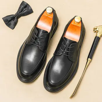 Деловые Роскошные Оксфордские туфли, мужские дышащие кожаные туфли, резиновые вечерние туфли, мужские офисные свадебные туфли для вечеринки B324
