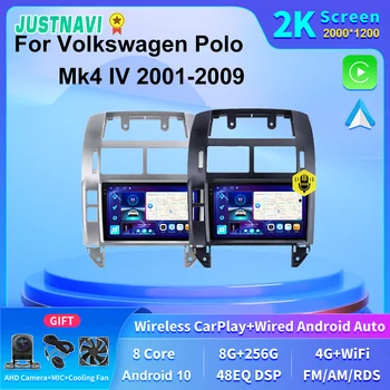 JUSTNAVI 2K Экран 4G LTE Android Автомобильное Авторадио GPS Для Фольксваген Поло Mk4 IV 2001 2002 2003 2004 2005 2006 2007 2008 2009
