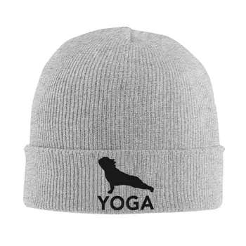 Французский Бульдог Любит Йогу, Вязаная шапка, зимняя шапка-Бини, теплые кепки унисекс в стиле хип-хоп, Мужчины, женщины
