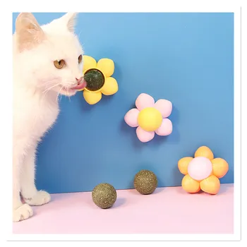 Новый производитель игрушек cat mint ball оптом, игрушки для кошек, самостоятельно шлифующие зубы, чистящие зубы, облизывающие музыкальный цветок, вращающийся мятный ба