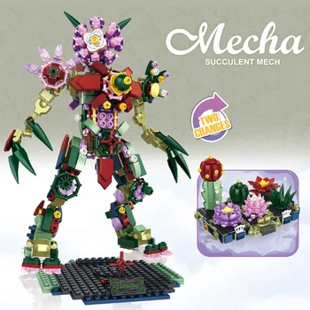 Серия Metamorphic Robotics Eternal Flower С двумя изменениями Сборка строительного блока из мелких частиц Украшение рабочего стола Модель Игрушка для детей