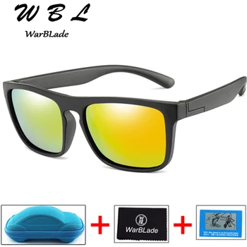 WarBLade Новый продукт Детские Квадратные Поляризованные солнцезащитные очки Детские Силиконовые Безопасные Солнцезащитные очки TR90 Для девочек и мальчиков с зеркальным покрытием UV400