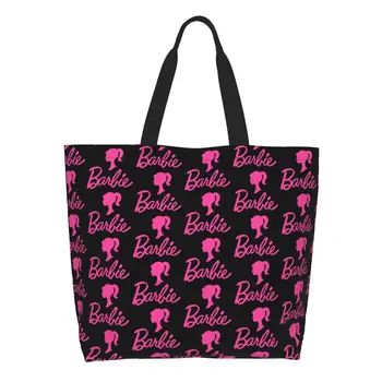 Продуктовая сумка с логотипом Girl Pink Barbie большой емкости, эстетичный товар для женщин, модная сумочка