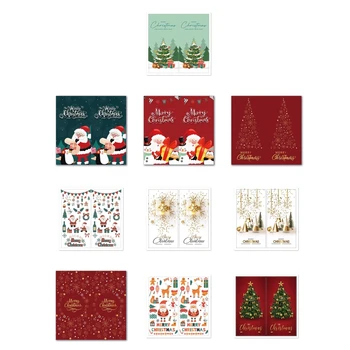 Прямоугольные наклейки для Рождественских подарков Наклейки для рождественских этикеток Упаковочные наклейки X3UC