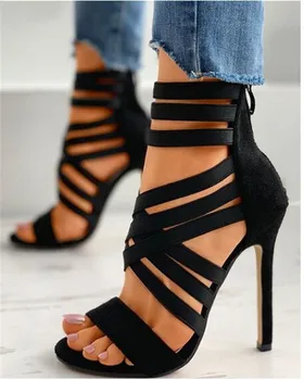 2023 лето трансграничной новый размер 35-43 Женская обувь Амазонки мода резинке тонкий высокий каблук сандалии для женщин