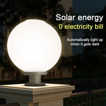 2024 Новый светодиодный Круглый шар, Солнечная лампа из нержавеющей стали, Наружный IP65 Водонепроницаемый Головной светильник для сада, виллы, сада