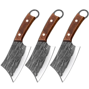Кухонный нож для разделки мяса из нержавеющей стали с деревянной ручкой Шеф-повар для резки барбекю, инструменты для чистки овощей, нож для рыбы