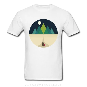 Длинные мужские футболки нестандартного дизайна с геометрическим рисунком горы, Лунной ночи, мультяшного принта Family