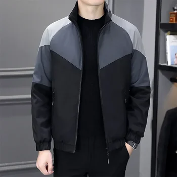 Мужская куртка со стоячим воротником, осенне-зимний тренд 2023 года, Универсальная молодежная Красивая лоскутная расцветка, Повседневная спортивная
