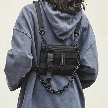 Функциональные тактические нагрудные сумки для женщин, трендовый жилет в стиле хип-хоп, сумка для уличной одежды, нагрудные сумки унисекс, регулируемая уличная поясная сумка