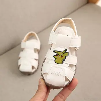 Сандалии TAKARA TOMY для маленьких девочек и мальчиков, детская противоударная обувь для малышей, мягкие пляжные сандалии pikachu Kids, детские пляжные сандалии
