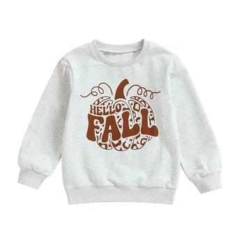 Bmnmsl, детская толстовка на Хэллоуин, пуловер с длинными рукавами и принтом тыквы, свободные топы для мальчиков и девочек