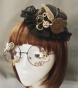 Новинки Стимпанк Victorian Gears Мини-цилиндр, костюм, аксессуар для волос ручной работы с очками Steam Punk Gear