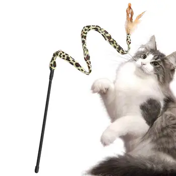 Игрушечная палочка из кошачьих перьев, интерактивный ловец домашних животных, палочка для упражнений, тренажер для домашних животных, праздничные подарки с леопардовым принтом для кошек и котят