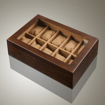Деревянная коричневая коробка для часов, 10 слотов, роскошные коробки для часов, футляр-органайзер для хранения ювелирных изделий, Органайзер для часов, аксессуары