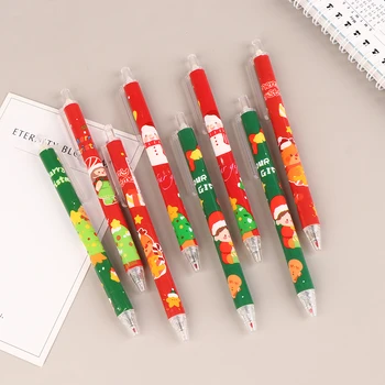Гелевые ручки в рождественской тематике 12шт, милые ручки для подписи, канцелярские гелевые ручки с мультяшными принтами, офисные ручки для подписи