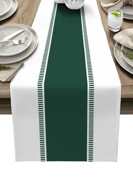 Зеленая полоса, настольная дорожка с твердой текстурой, домашний свадебный стол, коврик с флагом, Центральные элементы стола, украшение для вечеринки, Длинная скатерть