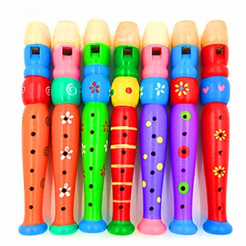 Короткая флейта Детский деревянный духовой музыкальный инструмент для обучения детей обучающим музыкальным инструментам с красочными узорами