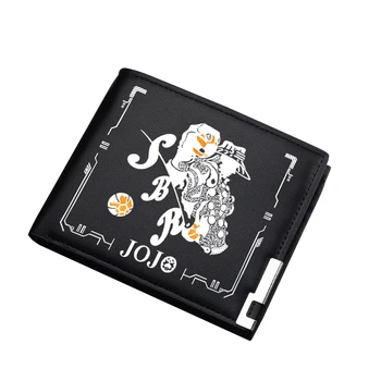 Короткий кошелек JoJo's Bizarre Adventure из аниме с героями мультфильма Куджо Джотаро, Мужская сумка для денег, Черный кошелек из искусственной кожи, унисекс, держатель для удостоверения личности