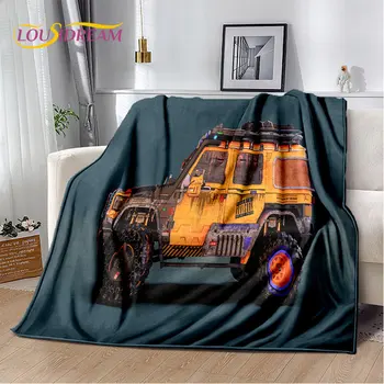 Киберпанк Спортивный автомобиль Внедорожник Мягкое плюшевое одеяло, фланелевое одеяло, плед для гостиной, спальни, кровати, дивана, пикника