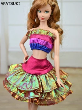 Высококачественное кукольное платье ручной работы с открытыми плечами Короткое платье для Barbie Dreamhouse Красочная одежда для кукол 1/6