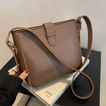 Новая элегантная модная женская сумка-мешок большой емкости из искусственной кожи, универсальные сумки через плечо, женская текстурная однотонная сумка