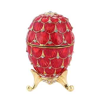 Необычная цветная эмалевая коробка для пасхальных яиц, хрустальный держатель для безделушек с драгоценными камнями